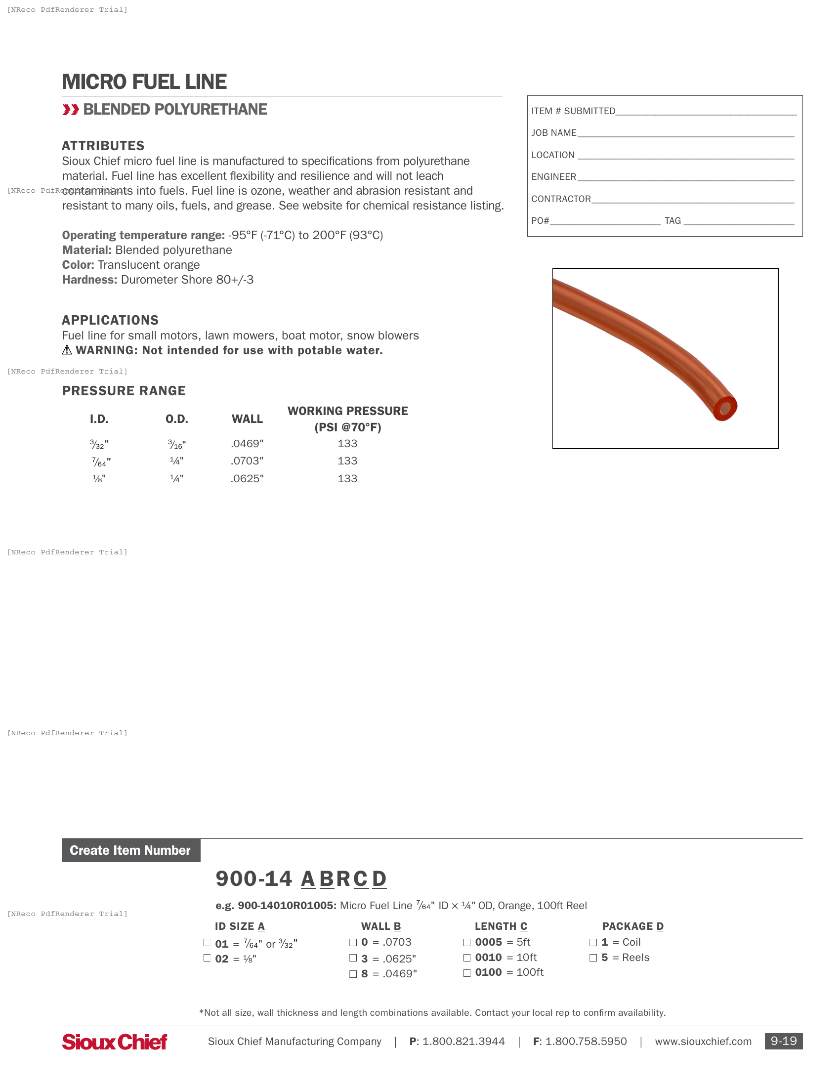 900-14 SERIES - MICRO FUEL LINE - SPEC SHEET.PDF Specification Document